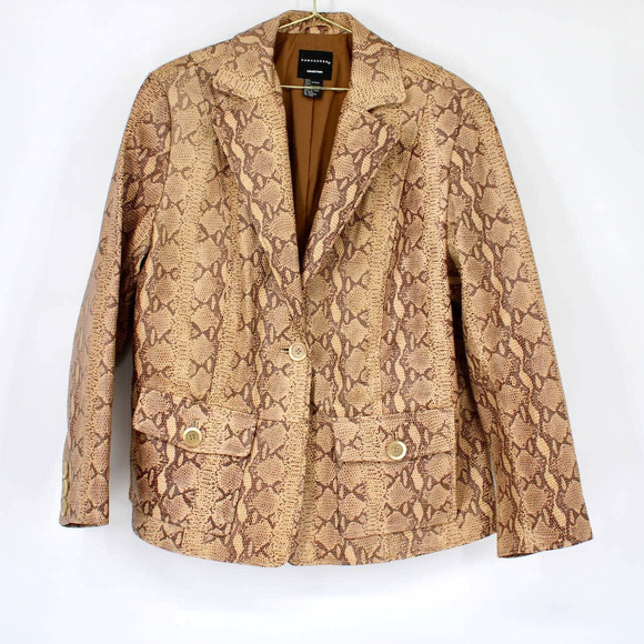 Doncaster Collection Embossed Lizard Print Leather Jacket Women’s Size 14W